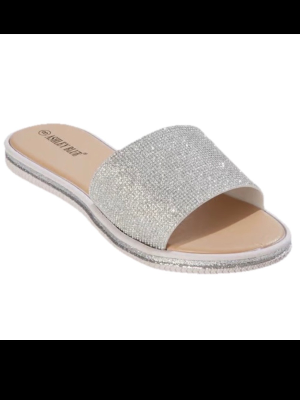 NWT Women's Size 9 Ashley Blue Silver Slide Sandals